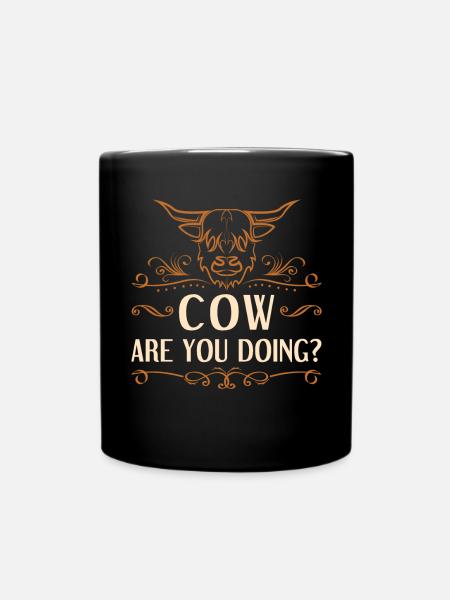 Scottish Highland Cattle Cow - Tasse einfarbig - Schwarz