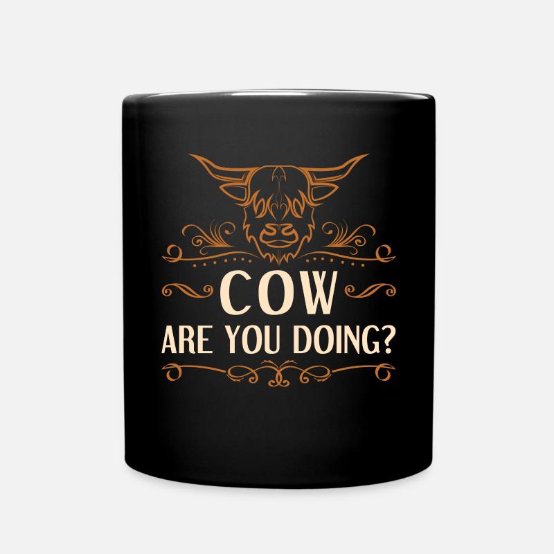 Scottish Highland Cattle Cow - Tasse einfarbig - Schwarz