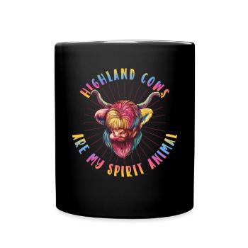 Scottish Highland Cattle Cow - Tasse einfarbig - Schwarz - Vorne