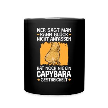 Capybara streicheln südamerikanisches Capybara - Tasse einfarbig - Schwarz - Vorne