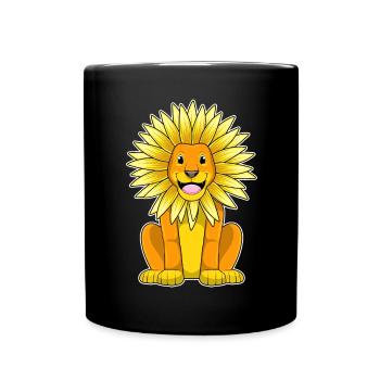 Löwe Sonnenblume  - Tasse einfarbig - Schwarz - Vorne