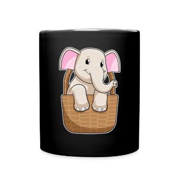 Elephant Basket - Full Colour Mug - black - Front