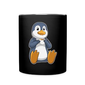 Tasse à café pingouin - Mug uni - noir - Devant
