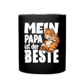 Mein Papa ist der BESTE für einen Papa Vater Papi - Tasse einfarbig - Schwarz - Vorne