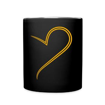 Simpeles Halbes Gelbes Herz - Tasse einfarbig - Schwarz - Vorne