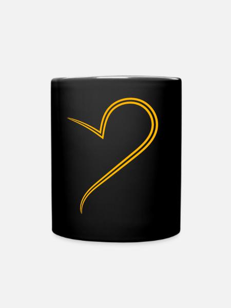 Corazón medio amarillo simple - Taza monocolor - negro