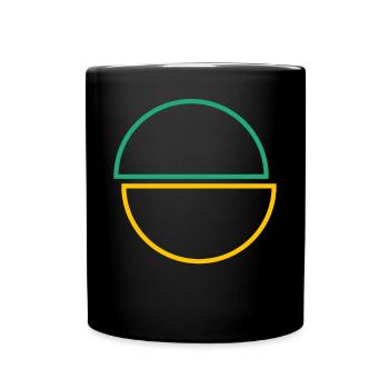 Half Circles Green And Yellow Design - Full Colour Mug - black - Front
