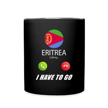 Eritrea ruft an Lusiger Flaggen Spruch - Tasse einfarbig - Schwarz - Vorne