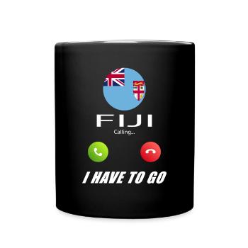 Fiji calls to Lusiger flags saying - Full Colour Mug - black - Front