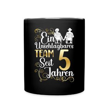 Rosenhochzeit 5 Jahre Verheiratet Hochzeitstag - Tasse einfarbig - Schwarz - Vorne