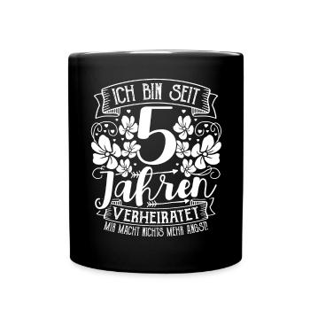 Rosenhochzeit 5 Jahre Verheiratet Hochzeitstag - Tasse einfarbig - Schwarz - Vorne