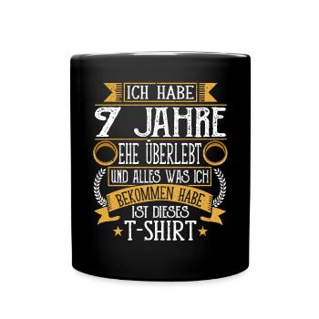 Kupferne Hochzeit 7 Jahre Verheiratet Hochzeitstag - Tasse einfarbig - Schwarz - Vorne