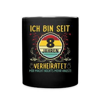 Blecherne Hochzeit 8 Jahre Verheiratet - Tasse einfarbig - Schwarz - Vorne
