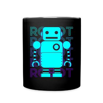 Roboter Retro - Tasse einfarbig - Schwarz - Vorne