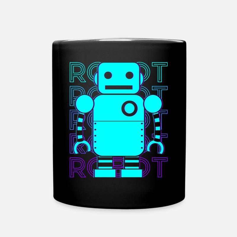 Roboter Retro - Tasse einfarbig - Schwarz