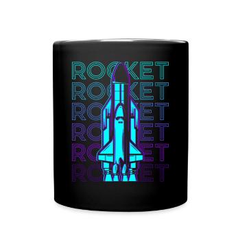 Rakete Raumschiff Space Shuttle Retro - Tasse einfarbig - Schwarz - Vorne