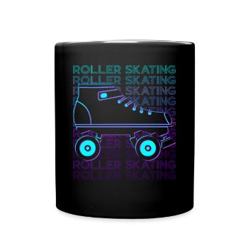 Rollschuhlaufen Rollschuhläufer Rollschuhe Retro - Tasse einfarbig - Schwarz - Vorne