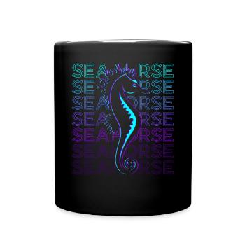 Seepferdchen Retro - Tasse einfarbig - Schwarz - Vorne