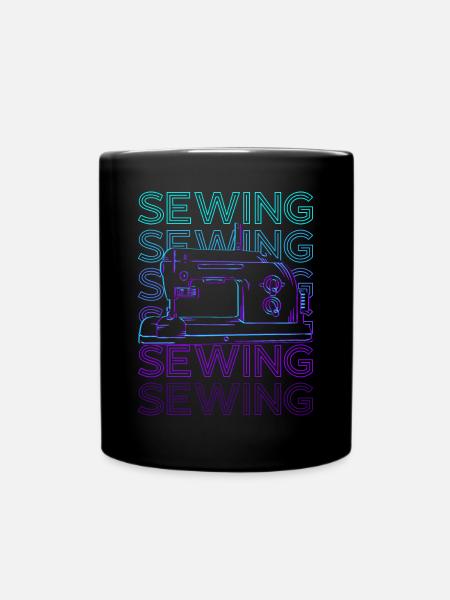 Nähmaschine Retro - Tasse einfarbig - Schwarz