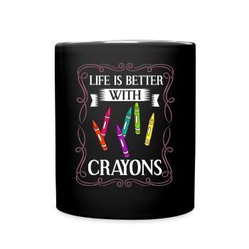 Crayon Box Colored Pencil Wax Case Wax Crayon - Full Colour Mug - black - Front