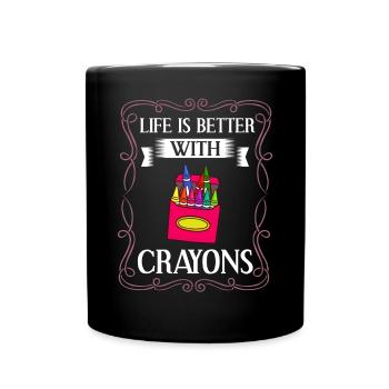 Crayon Box Colored Pencil Wax Case Wax Crayon - Full Colour Mug - black - Front