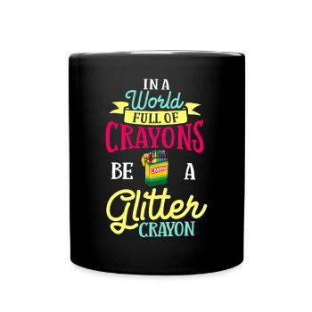 Crayon Box Colored Pencil Wax Case Wax Crayon - Full Colour Mug - black - Front