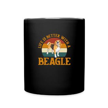Beagle Hund Hunde Hundeliebhaber Haustier Geschenk - Tasse einfarbig - Schwarz - Vorne