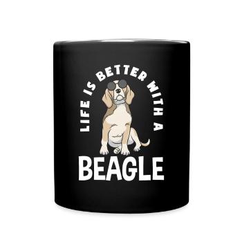 Lustiges Beagle Geschenk - Tasse einfarbig - Schwarz - Vorne
