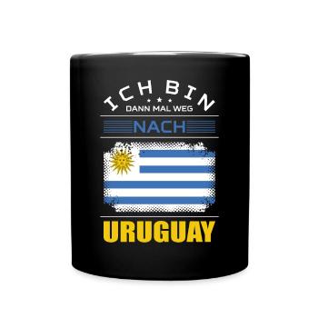 Ich Bin Dann Mal Weg Nach Uruguay Fahne Urlaub - Tasse einfarbig - Schwarz - Vorne
