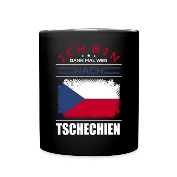 Ich Bin Dann Mal Weg Nach Tschechien Fahne Urlaub - Tasse einfarbig - Schwarz - Vorne