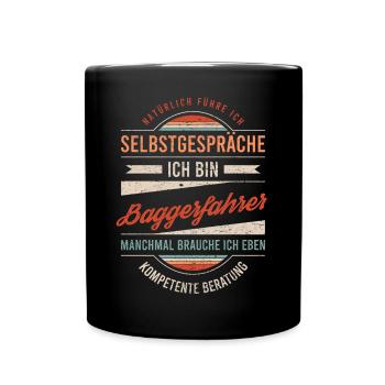 Baggerfahrer Arbeitskollege Kollege Geschenk Retro - Tasse einfarbig - Schwarz - Vorne