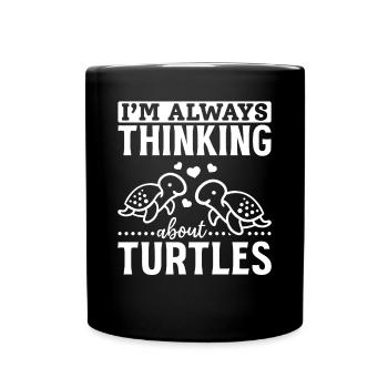 Tortues Mignonne Tortue de Mer Je Pense - Mug uni - noir - Devant