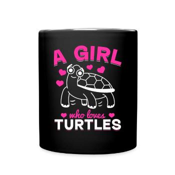 Turtle Girl Cute Turtle - A girl who - Full Colour Mug - black - Front