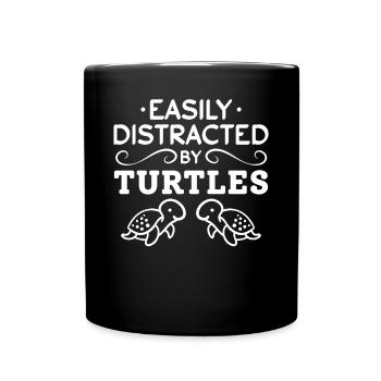 Lovers of sea turtles who easily settle - Full Colour Mug - black - Front