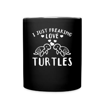 Cute Turtle Lovers - I Just Freaking Love - Full Colour Mug - black - Front