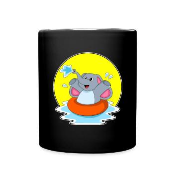 Elefant Schwimmen Schwimmring Sommer - Tasse einfarbig - Schwarz - Vorne