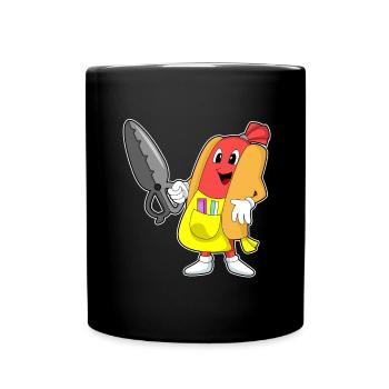 Hot-dog comme coiffeur avec ciseaux - Mug uni - noir - Devant