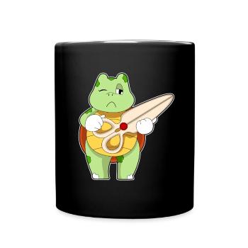 Ciseaux de coiffeur Tortue - Mug uni - noir - Devant