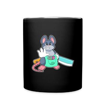 Maus Friseur Rasiermesser - Tasse einfarbig - Schwarz - Vorne