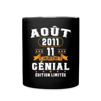 11 Ans Anniversaire Vintage Né(e) en Août 2011 - Mug uni - noir - Devant