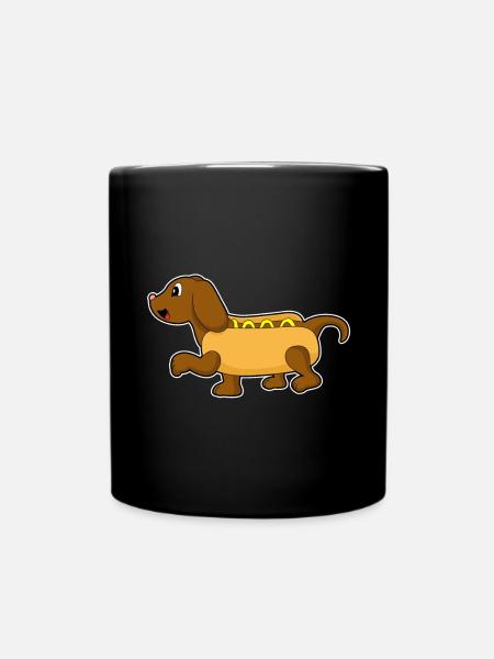 Hund Hotdog - Tasse einfarbig - Schwarz