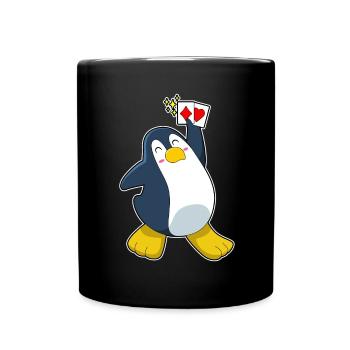 Pinguin Poker Pokerkarten - Tasse einfarbig - Schwarz - Vorne