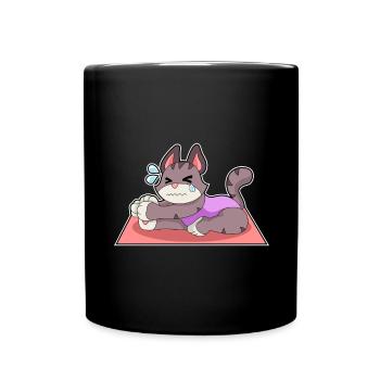 Katze Yoga Fitness Gymnastik - Tasse einfarbig - Schwarz - Vorne