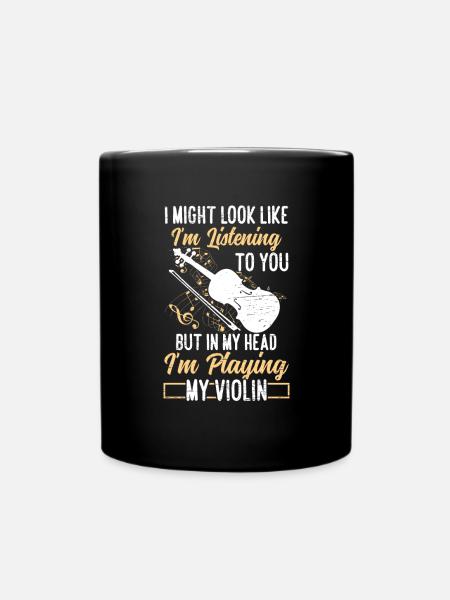 I play my violin musician music violinist - Full Colour Mug - black