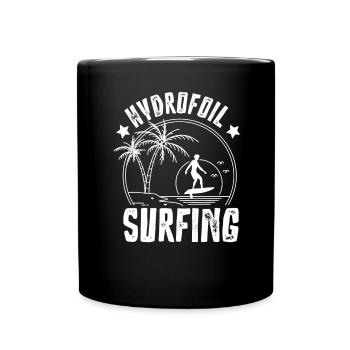 Hydrofoil Surfing Surf Surfer Hydrofoil Surfen - Full Colour Mug - black - Front
