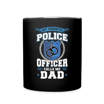 Mein Lieblingspolizist Nennt Mich Papa - Tasse einfarbig - Schwarz - Vorne