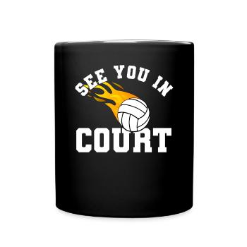 Ball Court Volleyball Flame Volleyball Player - Full Colour Mug - black - Front