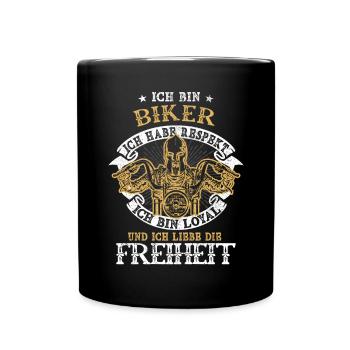 Biker Motorradfahrer Freiheit - Spruch - Tasse einfarbig - Schwarz - Vorne