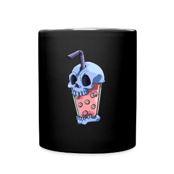 Kawaii Bubble Tea Totenkopf - Lustiger und - Tasse einfarbig - Schwarz - Vorne