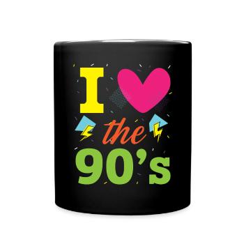I Love The '90s 1990 Vintage Nineties Party 1990er - Tasse einfarbig - Schwarz - Vorne
